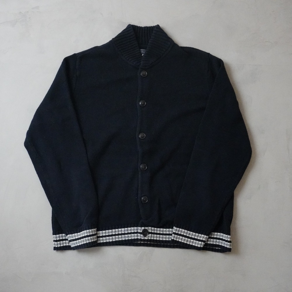 American Eagle Cardigan Sweater XL Mens Navy Blue Shawl Collar Striped